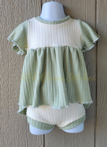 Peplum & Bummie Set /sage green or pink