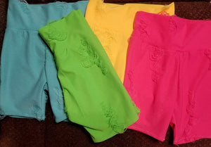 Distressed biker shorts